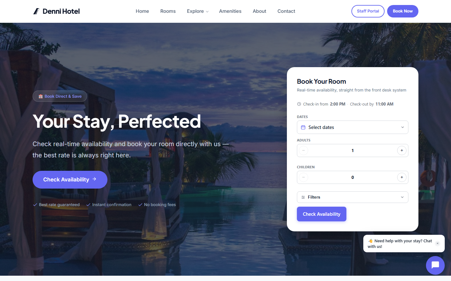 InnPress PMS hospitality theme — homepage