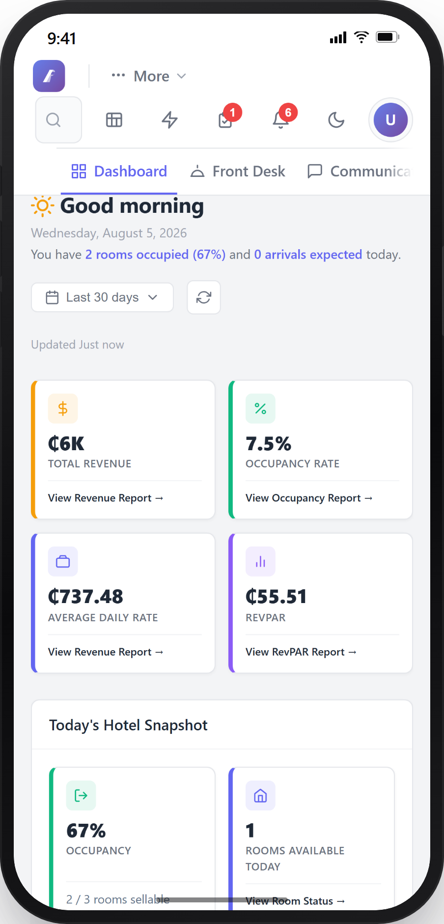 InnPress PMS standalone portal app view